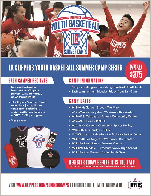 LA Clippers Youth Summer Camps Schedule