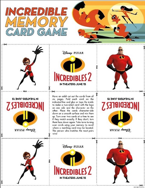 Incredibles 2 Memory Card Game