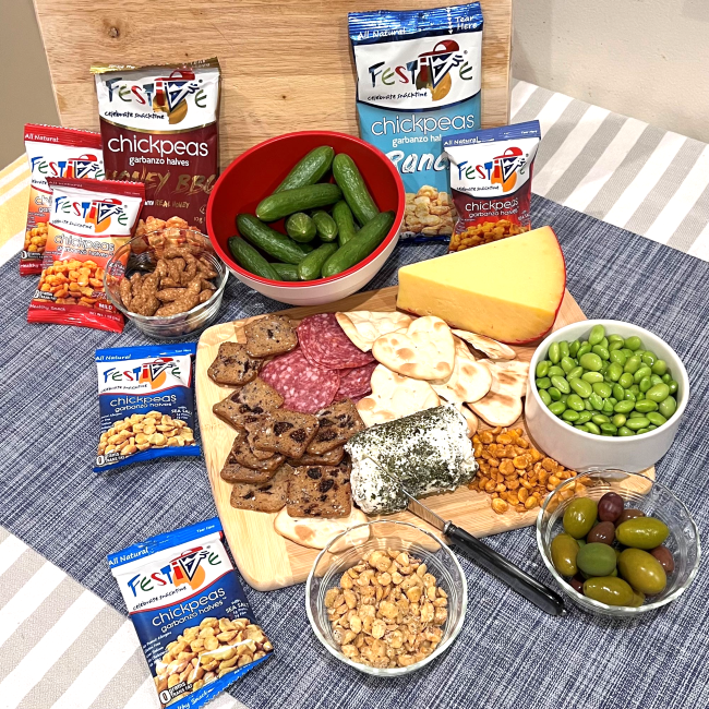 Charcuterie Board - Game Day Snacks - Festive Chickpeas