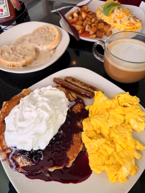 Rose Cafe - pancakes-biscuits in background