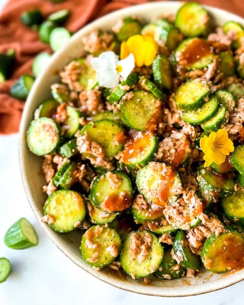 Safe Catch Korean BBQ Tuna Cucumber Salad